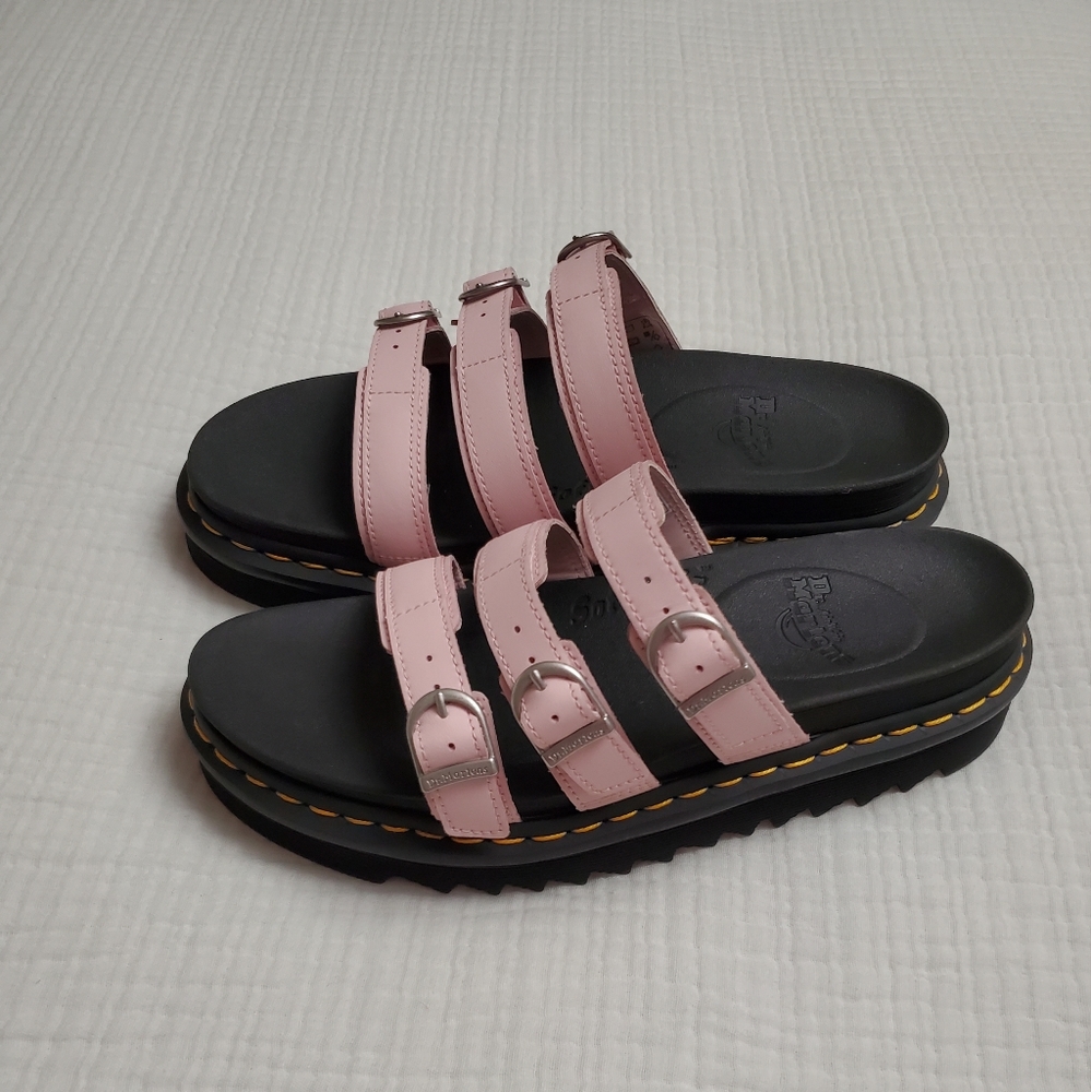 Dr Martens BLAIRE LEATHER SLIDE SANDALS Size 10 Classic Boho Retro Pastel Pink - Picture 8 of 16